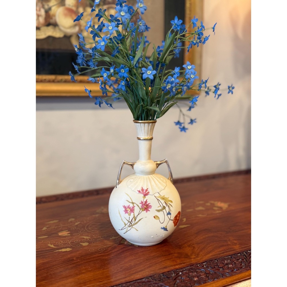 Antique RW Rudolstadt Floral Bud Vase Double Handle Germany Porcelain